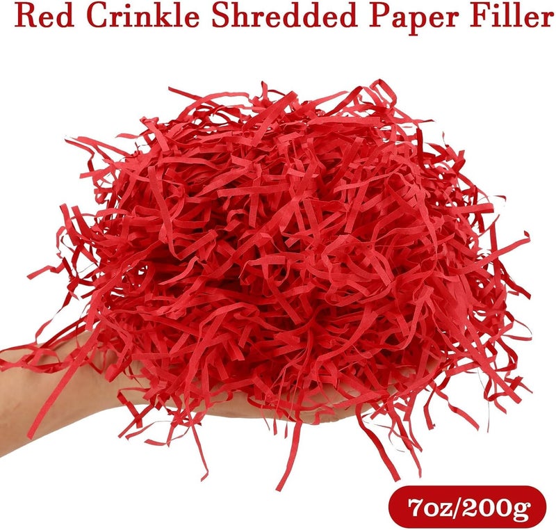 MARFOREVER 200g/7oz Christmas Red Crinkle Shredded Paper Filler for Gift Baskets, Red Raffia Grass Confetti Cut Paper Shred for Christmas Basket Stuffing Holiday Gift Box Bags Packaging Wrapping - Image 2